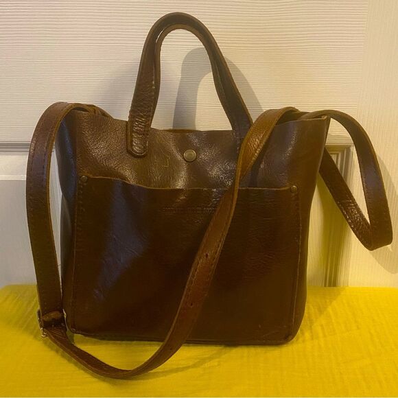Portland Leather Goods Brown Crossbody Tote Handbag - Picture 2 of 8
